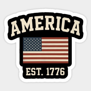 Est 1776 America – Patriotic USA Flag 4th of July Sticker